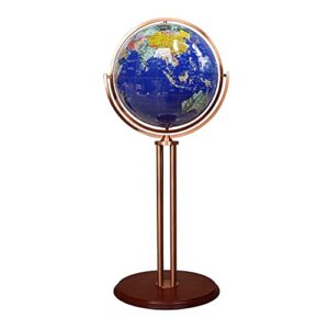 geographic globe 16.5” diameter large world globe floor standing educational earth globe with round wooden base geographic globes for home decor world globe gift (world globe a) (w