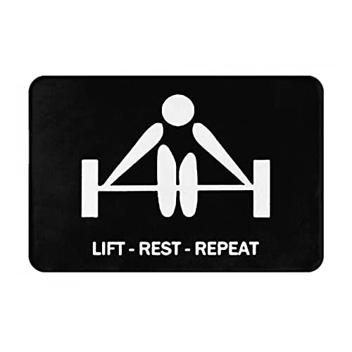 Lift Rest Repeat Weight-Lifting Indoor Doormat Home Entrance Interior Front Door Mat Anti-Slip Rubber Door Front Pad 16x24in