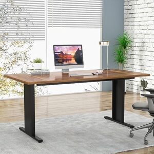 Tribesigns 63-Inch Executive Desk, Large Computer Office Desk with Heavy Duty Frame, Modern Simple Study Writing Table Workstation Business Furniture for Home Office (Walnut)