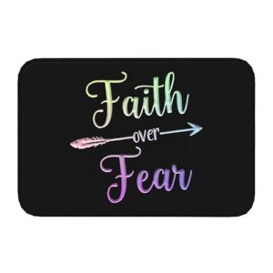 Faith Over Fear Indoor Doormat Home Entrance Interior Front Door Mat Anti-Slip Rubber Door Front Pad 16x24in