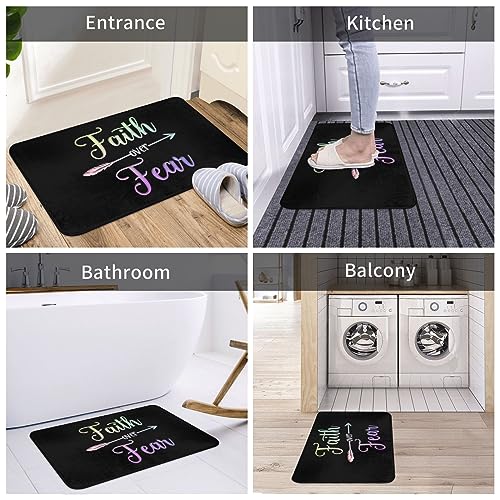 Faith Over Fear Indoor Doormat Home Entrance Interior Front Door Mat Anti-Slip Rubber Door Front Pad 16x24in