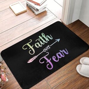 Faith Over Fear Indoor Doormat Home Entrance Interior Front Door Mat Anti-Slip Rubber Door Front Pad 16x24in