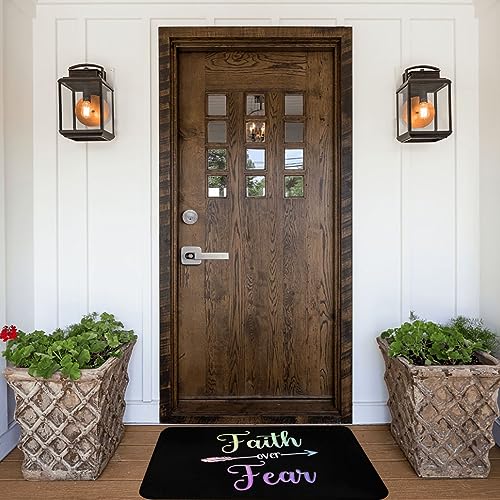 Faith Over Fear Indoor Doormat Home Entrance Interior Front Door Mat Anti-Slip Rubber Door Front Pad 16x24in