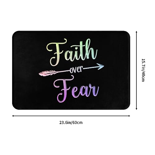 Faith Over Fear Indoor Doormat Home Entrance Interior Front Door Mat Anti-Slip Rubber Door Front Pad 16x24in