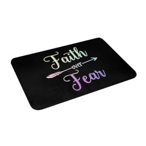 Faith Over Fear Indoor Doormat Home Entrance Interior Front Door Mat Anti-Slip Rubber Door Front Pad 16x24in