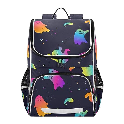 Sletend Large Capacity Printing Student Shoulder Bag for Children Teenagers Colorful Ghost Laptop Bag School Bag for Work School, Men's and Women's Travel Backpack