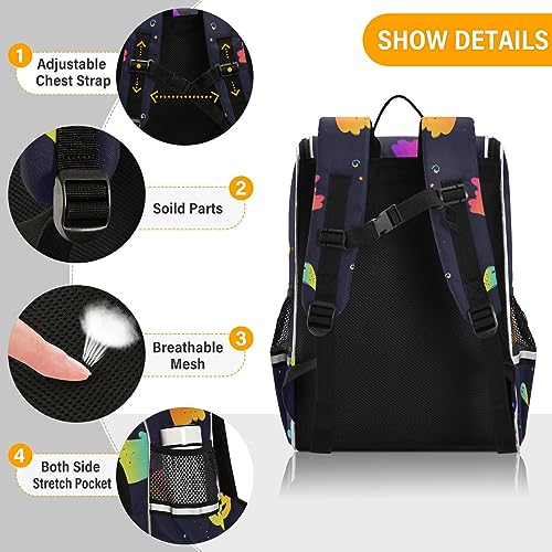 Sletend Large Capacity Printing Student Shoulder Bag for Children Teenagers Colorful Ghost Laptop Bag School Bag for Work School, Men's and Women's Travel Backpack