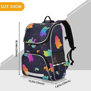 Sletend Large Capacity Printing Student Shoulder Bag for Children Teenagers Colorful Ghost Laptop Bag School Bag for Work School, Men's and Women's Travel Backpack