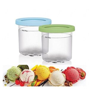 evanem 2/4/6pcs creami deluxe pints, for ninja creami ice cream maker,16 oz ice cream container dishwasher safe,leak proof compatible nc301 nc300 nc299amz series ice cream maker,blue+green-2pcs