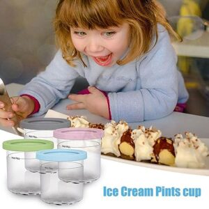 EVANEM 2/4/6PCS Creami Deluxe Pints, for Ninja Creami Ice Cream Maker,16 OZ Ice Cream Container Dishwasher Safe,Leak Proof Compatible NC301 NC300 NC299AMZ Series Ice Cream Maker,Blue+Green-2PCS