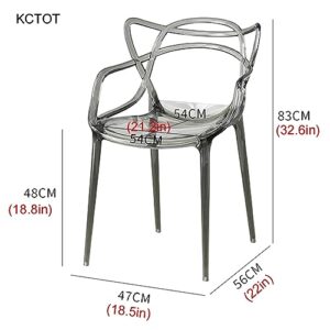 One-Piece Acrylic Stool Arc Backrest Stackable Clear Sitting Stool Ergonomics Transparent Stool Crystal Chair Non-Slip Mat (Color : A)