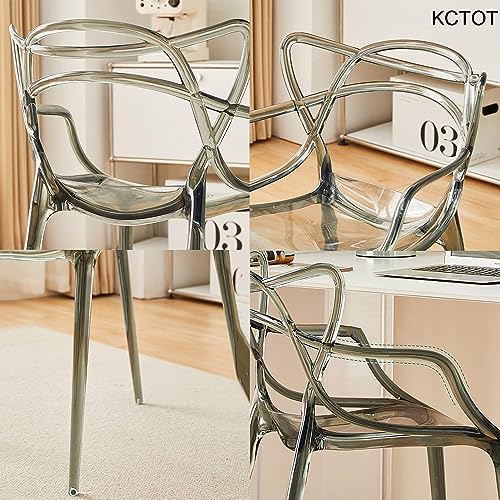 One-Piece Acrylic Stool Arc Backrest Stackable Clear Sitting Stool Ergonomics Transparent Stool Crystal Chair Non-Slip Mat (Color : A)