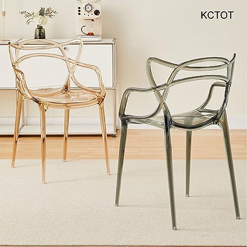 One-Piece Acrylic Stool Arc Backrest Stackable Clear Sitting Stool Ergonomics Transparent Stool Crystal Chair Non-Slip Mat (Color : A)