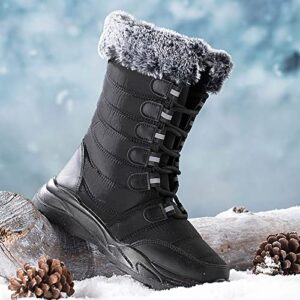 XRCQCAD Snow Boots for Women Pink Cowboy Boots for Women Black And Blue Womens Boots Knee High Sexy Steel Toe Flat Heel Warm Lace Up Boots Mountaineering Comfortable Outdoor Sexy Fashion Boots