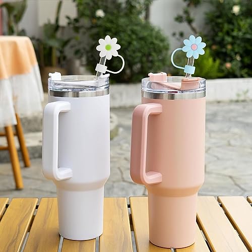 5PCS Straw Cover Cap for Stanley Cup, Flower Straw Topper for Stanley 30&40 Oz Tumbler with Handle, 10mm Silicone Cute Drinking Straw Tip Covers for Christmas Gifts. (5PCS Flower)