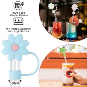 5PCS Straw Cover Cap for Stanley Cup, Flower Straw Topper for Stanley 30&40 Oz Tumbler with Handle, 10mm Silicone Cute Drinking Straw Tip Covers for Christmas Gifts. (5PCS Flower)