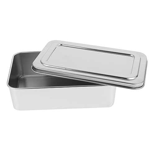 HOMSFOU Box Covered Baking Tray Bread Oven Bread Loaf Pans for Baking Stainless Steel Cake Pan Oven Box for Restaurant Bread Oven Box Bread Oven Tray Silver Metal Dish Stainless Steel