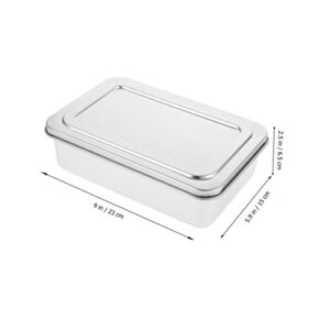 HOMSFOU Box Covered Baking Tray Bread Oven Bread Loaf Pans for Baking Stainless Steel Cake Pan Oven Box for Restaurant Bread Oven Box Bread Oven Tray Silver Metal Dish Stainless Steel