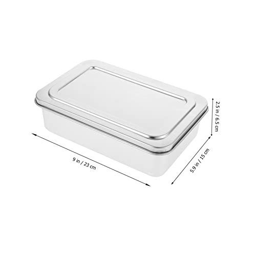 HOMSFOU Box Covered Baking Tray Bread Oven Bread Loaf Pans for Baking Stainless Steel Cake Pan Oven Box for Restaurant Bread Oven Box Bread Oven Tray Silver Metal Dish Stainless Steel