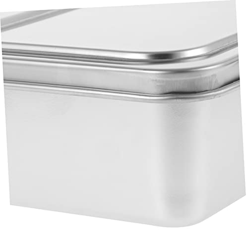 HOMSFOU Box Covered Baking Tray Bread Oven Bread Loaf Pans for Baking Stainless Steel Cake Pan Oven Box for Restaurant Bread Oven Box Bread Oven Tray Silver Metal Dish Stainless Steel