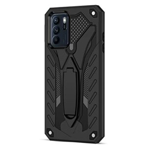 GURSAC Phone case Compatible with Oppo Reno 6 Pro(5G),Military Grade Strong Two Layer PU+TPU Hybrid Full Body Case,Bracket Protective Dustproof Shockproof Cover Phone Cover (Color : Dark Night Black)