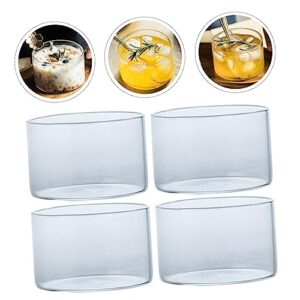 HOMSFOU 4pcs Pudding Baking Mold Ice Cream Bowls Glass Trifle Bowl Glass Clear Container Oven Safe Bowls Ramiken Glass Prep Bowls Glass Kitchen Dessert Cup Ramekins 12 Oz Oven Safe Mini