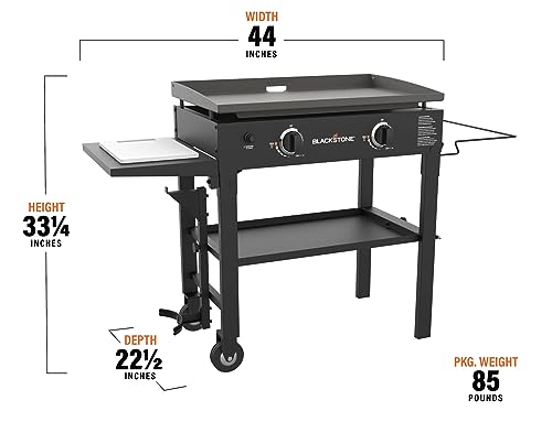 Blackstone 28" Flat Top Grill, Model 1853, 2 Burner Black Gas Griddle with Stand for Camping and Outdoor BBQ, Includes Blackstone Accessories Kit Cast Iron Seasoning and Wholesalehome Gloves and Cloth