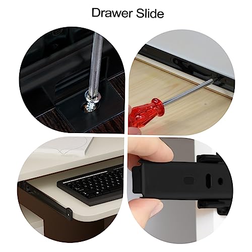 2 Pairs Guide Ball Bearing Computer Keyboard Drawer for Desk Computer Tray Desk Drawers Drawer Rail Desk Slide Rail Keyboard Slide Accessory Tray Cold Rolled Steel Cupboard Slider OSALADI