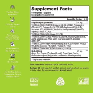 HUM Flatter Me Supplement for Daily Bloating - 18 Full Spectrum Digestive Enzymes to Support Food Breakdown - Ginger, Fennel Seed & Peppermint for Nutrient Absorption (Extra Strength)