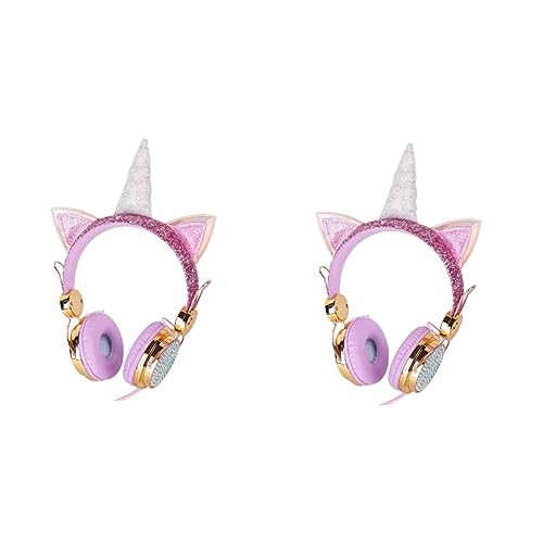 Abaodam Cat Ear Headphone 2pcs Unicorn Headphones Foldable Headphones Noise Cancelling Headphones on Ear Headphones Headset Headphones for Headphones with Mic Adjustable Girl