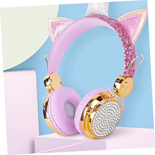 Abaodam Cat Ear Headphone 2pcs Unicorn Headphones Foldable Headphones Noise Cancelling Headphones on Ear Headphones Headset Headphones for Headphones with Mic Adjustable Girl