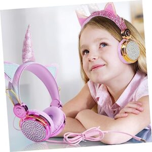 Abaodam Cat Ear Headphone 2pcs Unicorn Headphones Foldable Headphones Noise Cancelling Headphones on Ear Headphones Headset Headphones for Headphones with Mic Adjustable Girl