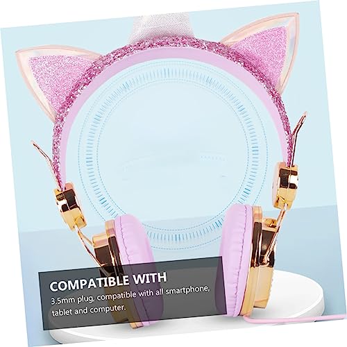 Abaodam Cat Ear Headphone 2pcs Unicorn Headphones Foldable Headphones Noise Cancelling Headphones on Ear Headphones Headset Headphones for Headphones with Mic Adjustable Girl