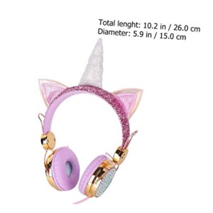 Abaodam Cat Ear Headphone 2pcs Unicorn Headphones Foldable Headphones Noise Cancelling Headphones on Ear Headphones Headset Headphones for Headphones with Mic Adjustable Girl