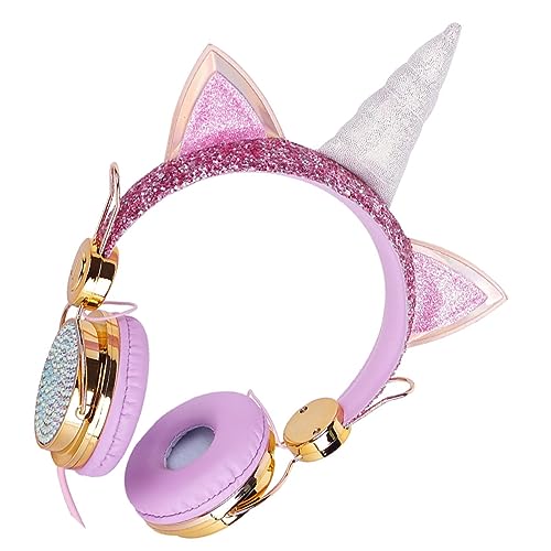 Abaodam Cat Ear Headphone 2pcs Unicorn Headphones Foldable Headphones Noise Cancelling Headphones on Ear Headphones Headset Headphones for Headphones with Mic Adjustable Girl