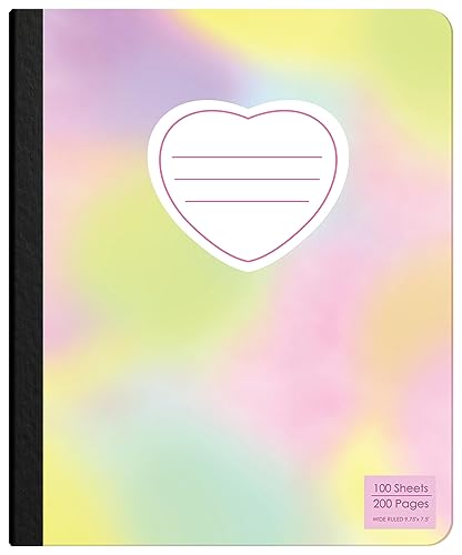 ScribbleMate Cute Composition Notebook Wide Ruled, Set of 3 Composition Notebpooks for Kids, Wide Ruled Composition Notebook for Boys and Girls. 100 pages 200 sheets. 9.75” x 7.5”