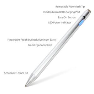 BoxWave Stylus Pen Compatible with Kiosk Paragon Single Panel Pedestal (32 in) - AccuPoint Active Stylus (2-Pack), Electronic Stylus with Ultra Fine Tip - Metallic Silver