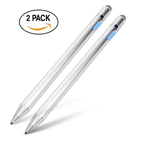 BoxWave Stylus Pen Compatible with Kiosk Paragon Single Panel Pedestal (32 in) - AccuPoint Active Stylus (2-Pack), Electronic Stylus with Ultra Fine Tip - Metallic Silver