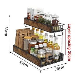 2 Tier Metal Pull Out Cabinet Organizer Large Capacity Under Sink Storage Kitchen Organizer With Sliding Storage Basket Drawers For Bathroom Kitchen (Color : Black, Size : 23 * 33 * 43cm)