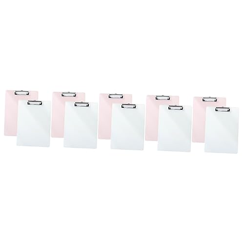 Tofficu 10 Pcs Writing pad Plastic File Folder Paper Folder Staples Plastic clipboard Exam Paper Clips Office Clip Boards Document Organizer Hard Plastic Test Paper Holder Drawing Board a4