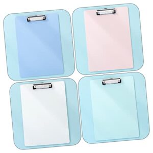 Tofficu 10 Pcs Writing pad Plastic File Folder Paper Folder Staples Plastic clipboard Exam Paper Clips Office Clip Boards Document Organizer Hard Plastic Test Paper Holder Drawing Board a4