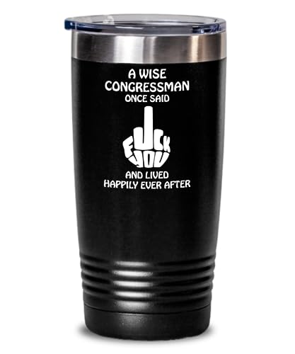 Creator's Cove Congressman Rude 20 oz 30 oz Insulated Tumbler Fuck Off Adult Dirty Humor, Gift For Coworker Leaving Curse Word Middle Finger Cup Swearing