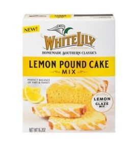white lily lemon pound cake mix, 16.2 oz box, included lemon-flavored glaze mix (pack of 3) with meal time prayer card