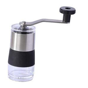 ＫＬＫＣＭＳ Coffee Grinder, Conical Burr Mill, Ceramic Burrs, Coffee Beans Mill Hand Crank Coffee Mill Manual Grinder for Outdoor Camping Travel, Silver