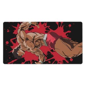 baki anime the grappler mouse pad 16x29.5in computer keyboard mousepad waterproof desk pad non-slip office gaming keyboards mouse mat big game pc laptop