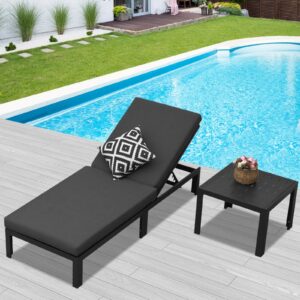 outplatio aluminum lounge chair and table for all-aluminum conversation sets outdoor patio furniture sectional set (2pcs, grey)