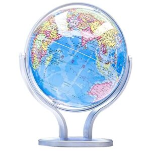 world globe 360 terrestrial world globe earth ocean map geography teaching aids educational toy home office ornament with rotating stand easy to read (blue one size) (blu