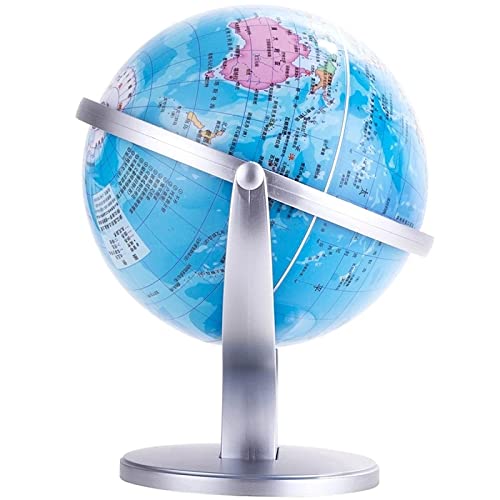 World Globe 360 Terrestrial World Globe Earth Ocean Map Geography Teaching Aids Educational Toy Home Office Ornament with Rotating Stand Easy to Read (Blue One Size) (Blu