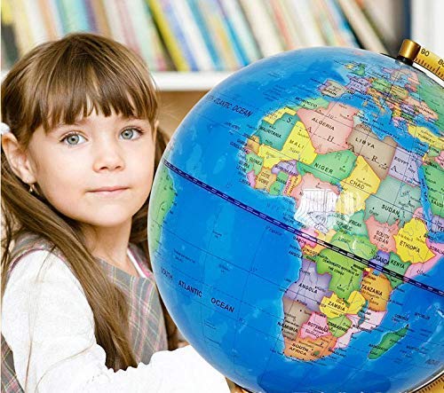 World Globes for Kids - Larger Size Educational World Globe with Stand Adults Desktop World Gobles Educational Toy for Children - Geography Learning Toy,B