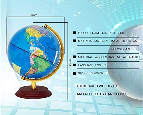 World Globes for Kids - Larger Size Educational World Globe with Stand Adults Desktop World Gobles Educational Toy for Children - Geography Learning Toy,B